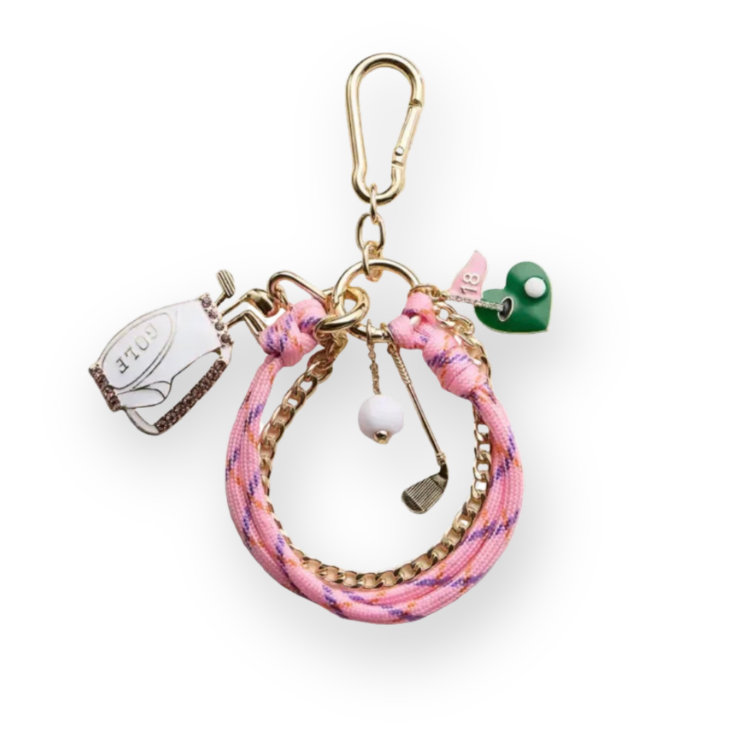 FREM - GOLF CHARM KEYCHAIN IN PINK MULTI ENAMEL