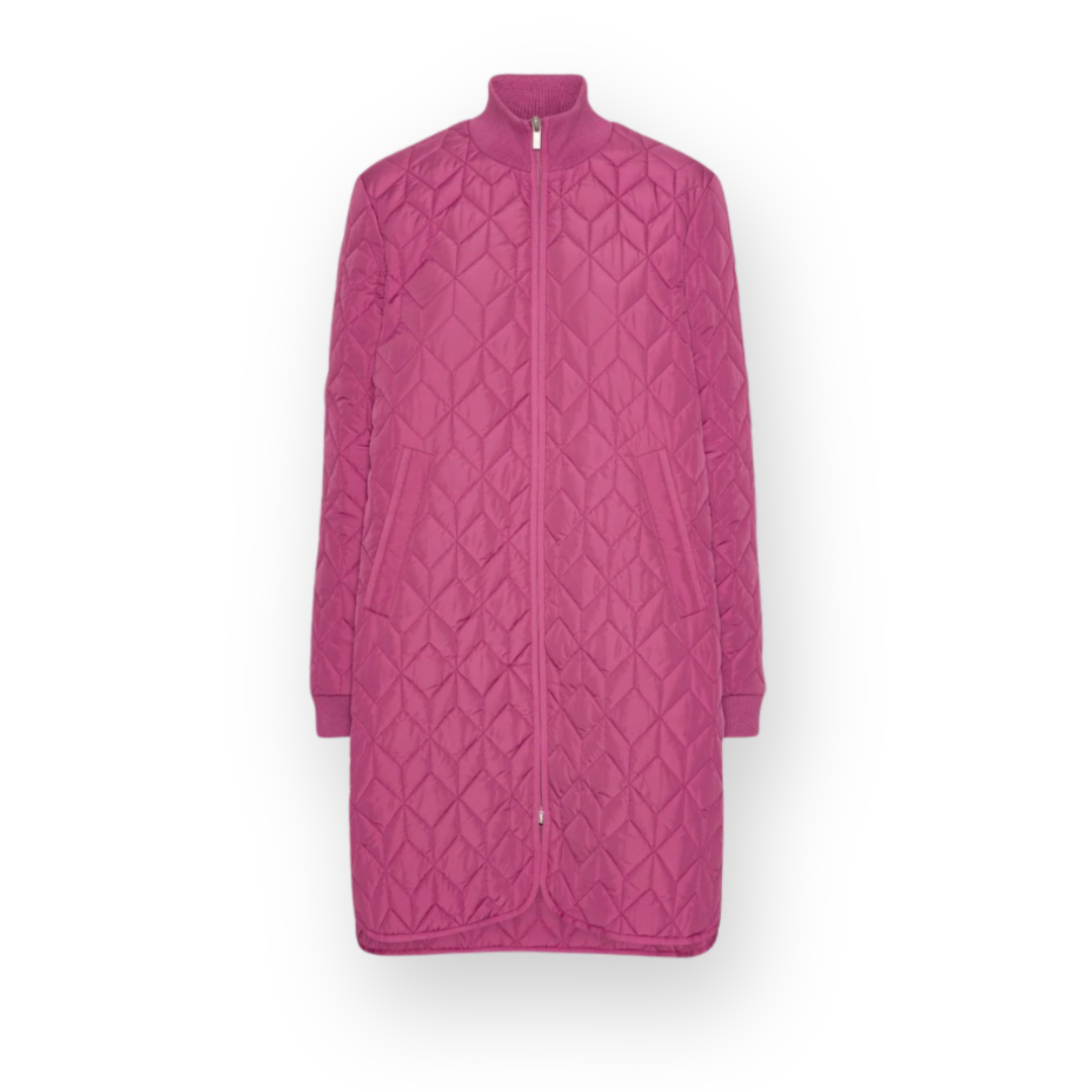 ILSE JACOBSEN - LONG PADDED QUILTED COAT IN MAGENTA HAZE ART06