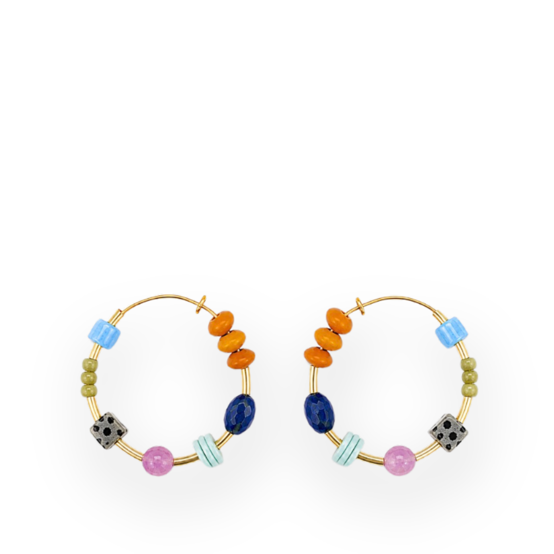 JILL MAKES - AUDEN BEADED HOOP EARRING IN MULTI