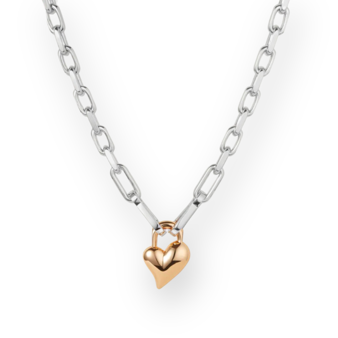 JENNY BIRD - PADLOCK HEART PENDANT NECKLACE IN TWO-TONE