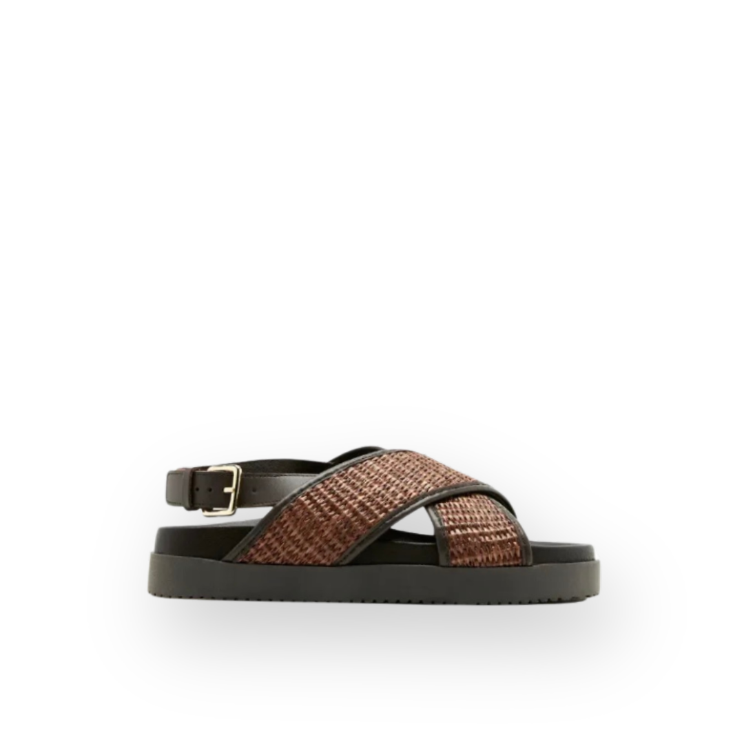 SISTER X SOEUR - AMARI SLINGBACK SANDAL IN BROWN LEATHER