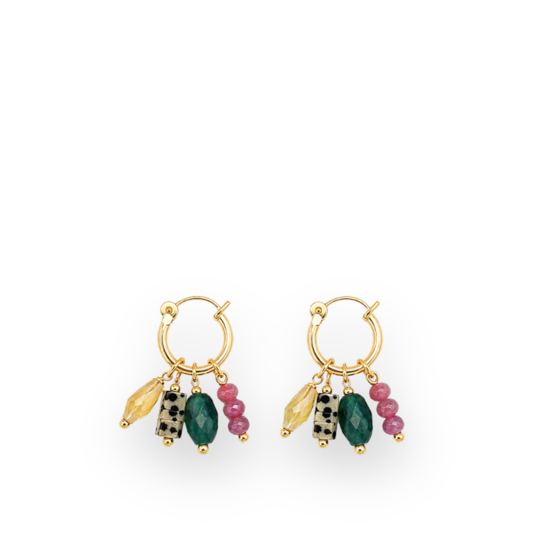 JILL MAKES - RHEA BEADED CHARM EARRINGS IN MULTI