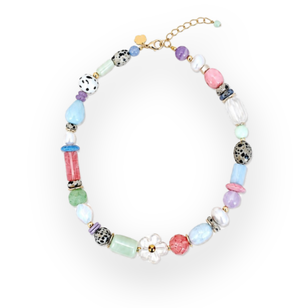 JILL MAKES - NATHALIE FLOWER STATEMENT NECKLACE IN PASTEL MULTI