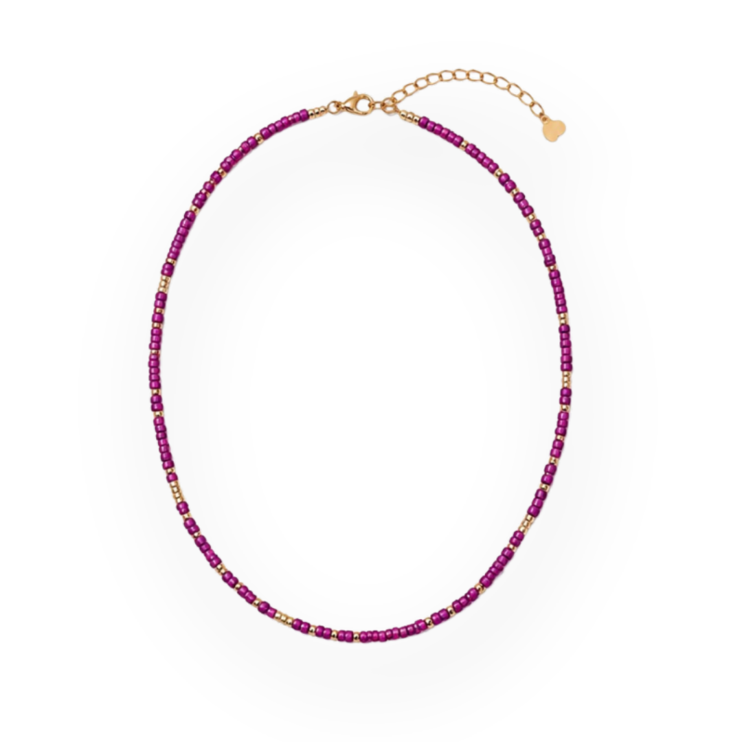 THE SILVER WREN - UNITY BEADED NECKLACE IN RASPBERRY