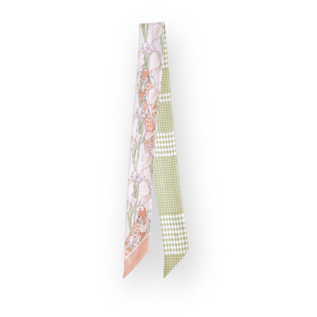 PALM PALM - BRIGID TWILLIE SCARF IN PINK MULTI SILK