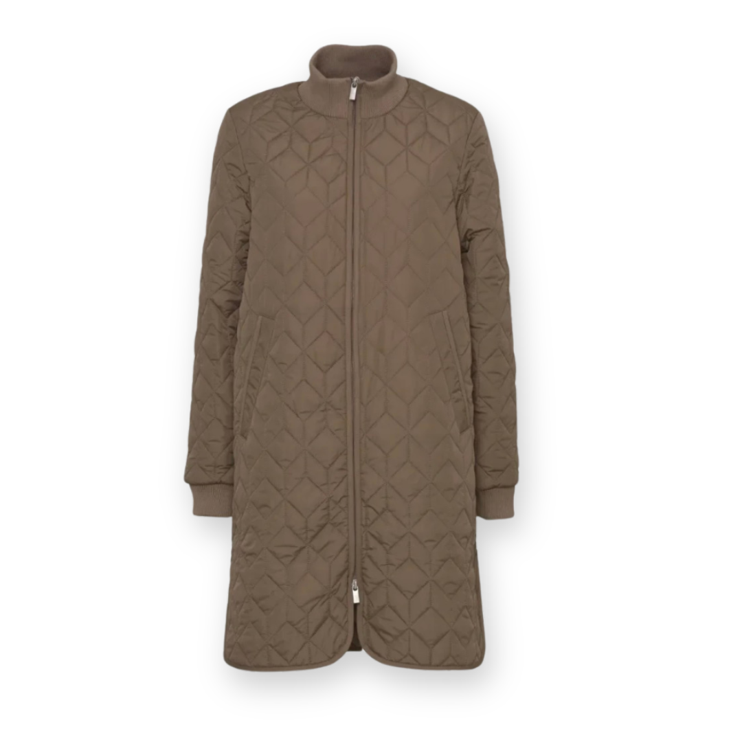 ILSE JACOBSEN - LONG PADDED QUILTED COAT ART06 IN MUD