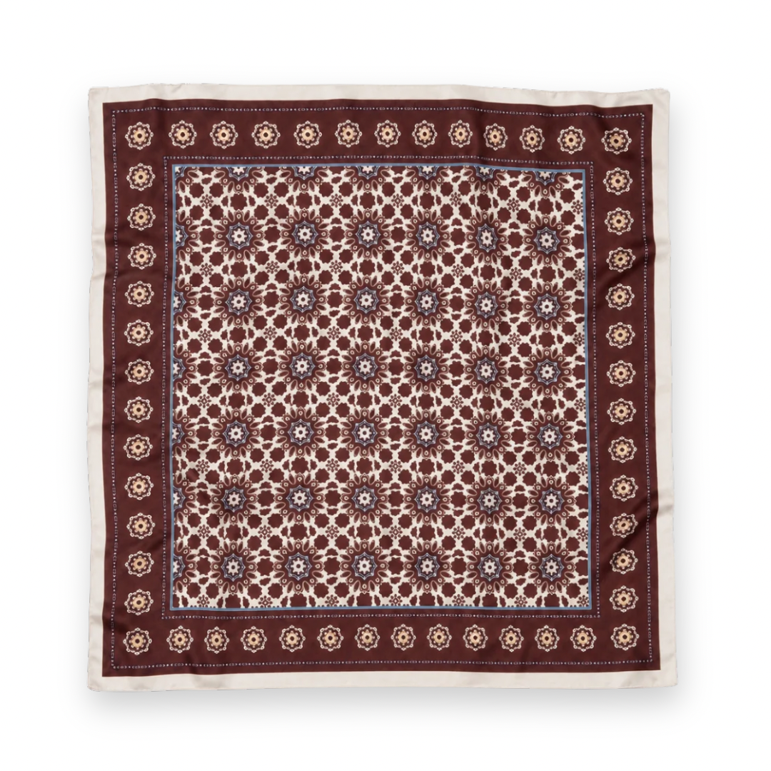 PALM PALM - CHANEL SQUARE SCARF IN BURGUNDY MULTI SILK