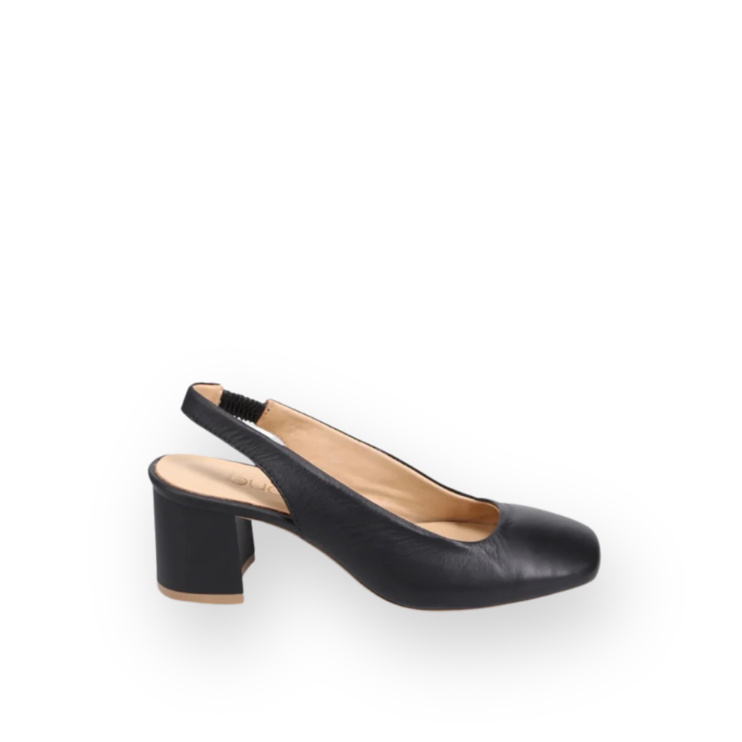 BUENO - DOVE SLINGBACK PUMP IN BLACK LEATHER