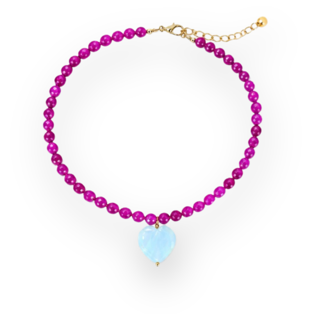 THE SILVER WREN - RYLEN BEADED NECKLACE IN FUSHCIA