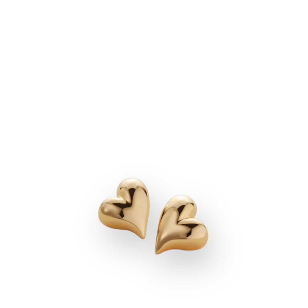 JENNY BIRD - ART HEART ASYMMETRICAL BUTTON EARRINGS IN GOLD