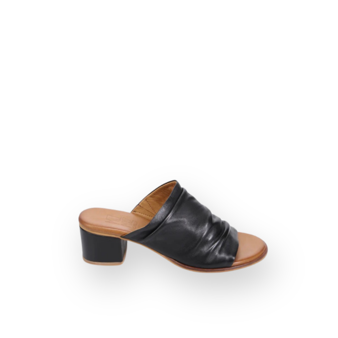 MIZ MOOZ - REMEY HEEDED SANDAL IN BLACK LEATHER