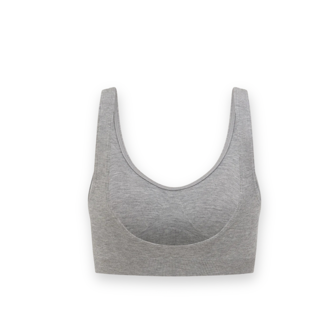 BOODY - PADDED SHAPER CROP BRA IN LIGHT GREY MARL