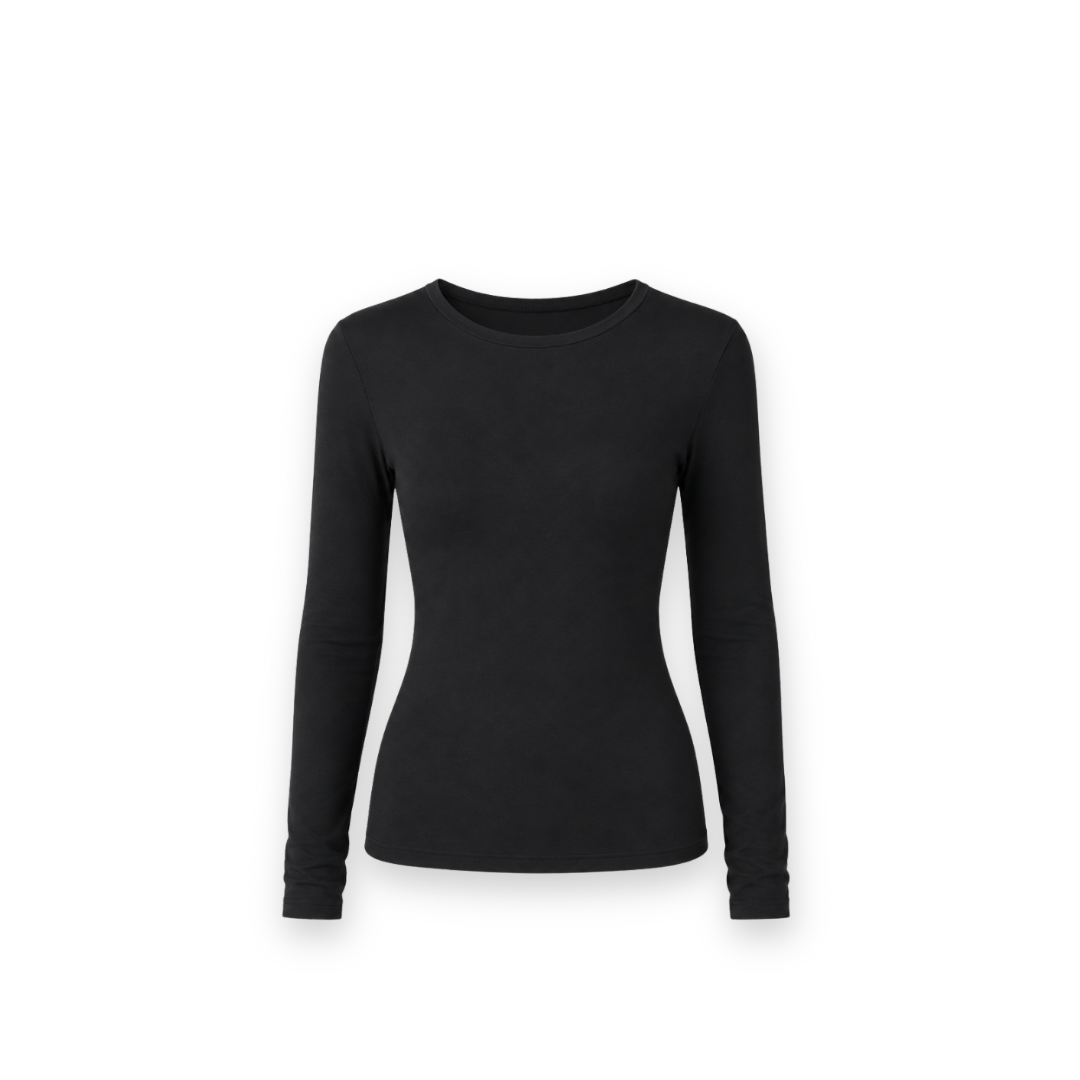 MPG SPORT - BABY RIB  LONG SLEEVE CREW NECK SHIRT IN BLACK