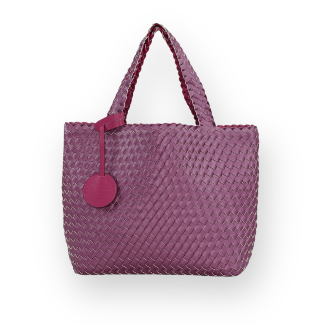 ILSE JACOBSEN - REVERSIBLE TOTE BAG IN MAGENTA HAZE/METALLIC SYNTHETIC LEATHER