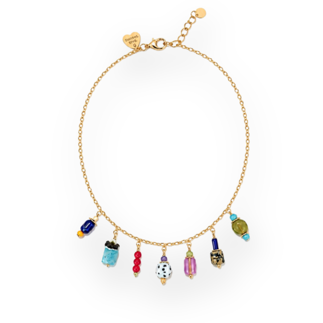 JILL MAKES - CALYPSO BEADED CHARM NECKLACE IN BRIGHT MULTI