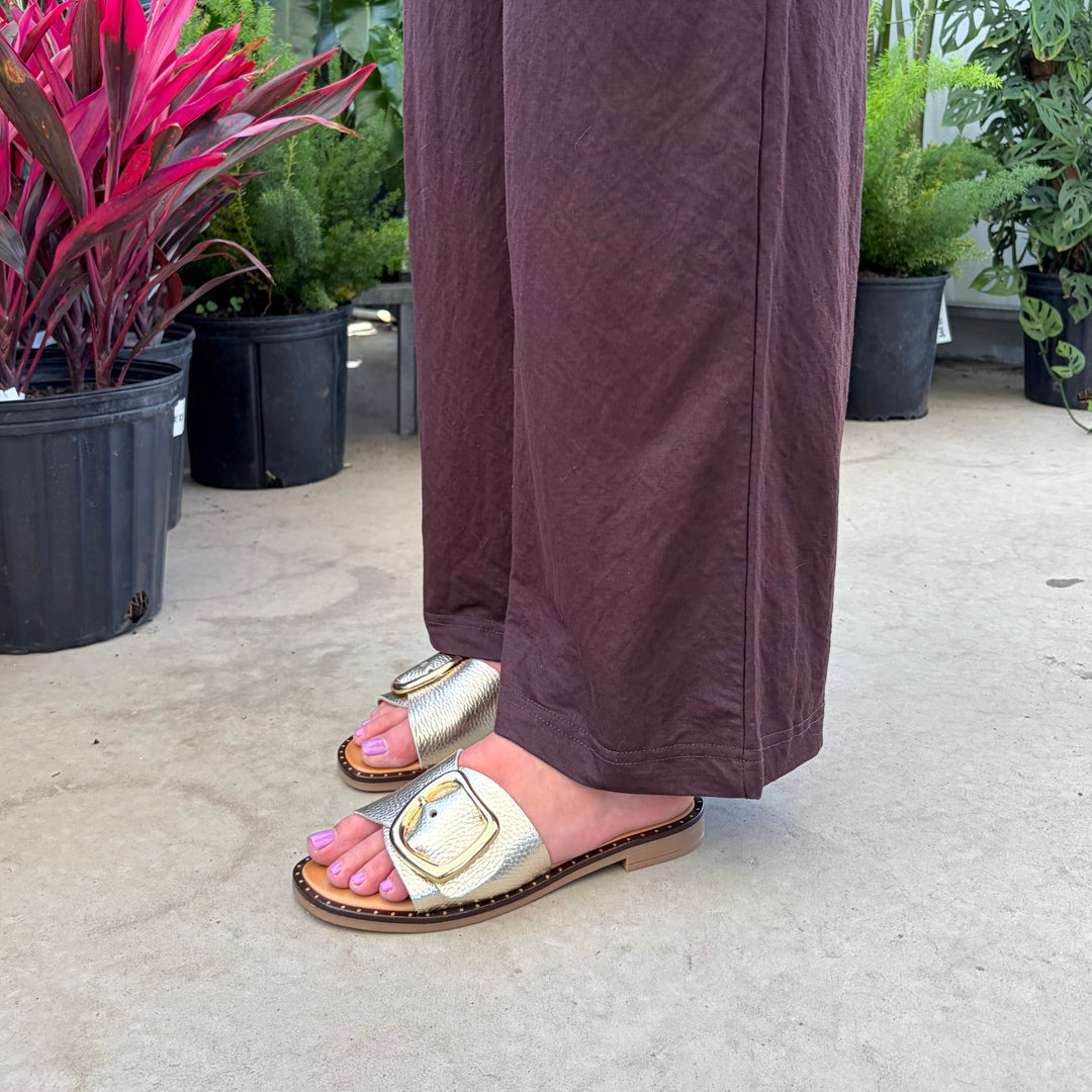ATELIERS - BALI SLIDE SANDAL IN GOLD LEATHER