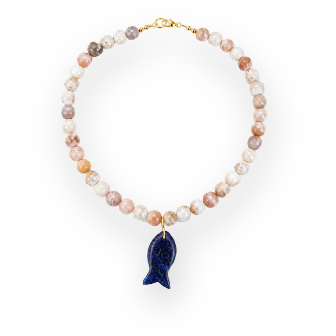 THE SILVER WREN - CECE BEADED NECKLACE IN PEACH