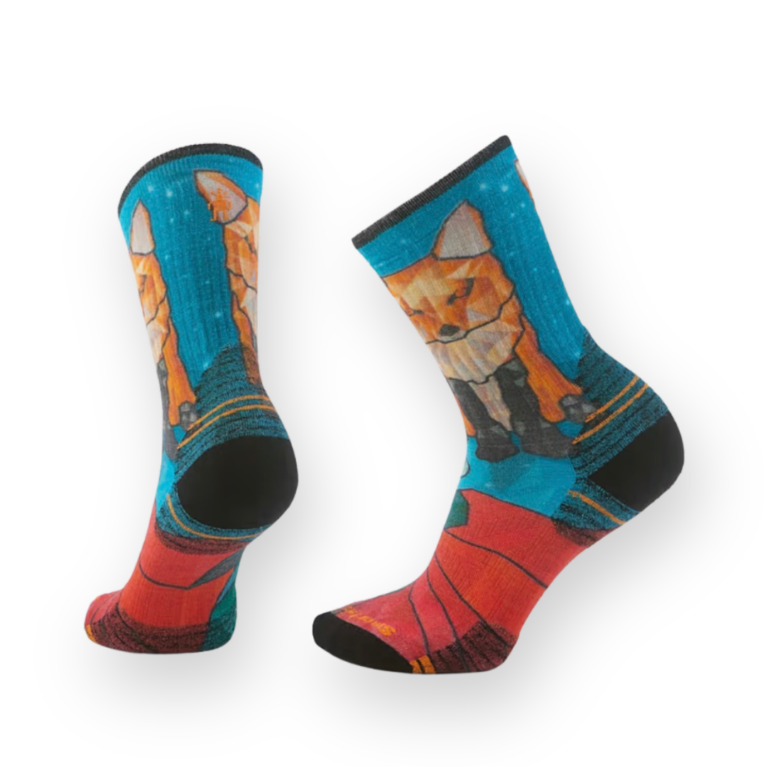 SMARTWOOL - WOMEN'S HIKE TARGETED CUSHION GEO FOX PRINT CREW SOCK IN CAPRI