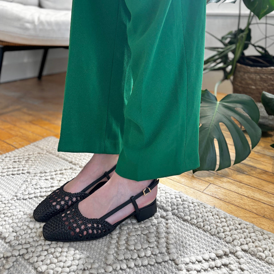 PEDRO MIRALLES - ALICANTE SLINGBACK PUMP IN BLACK LEATHER