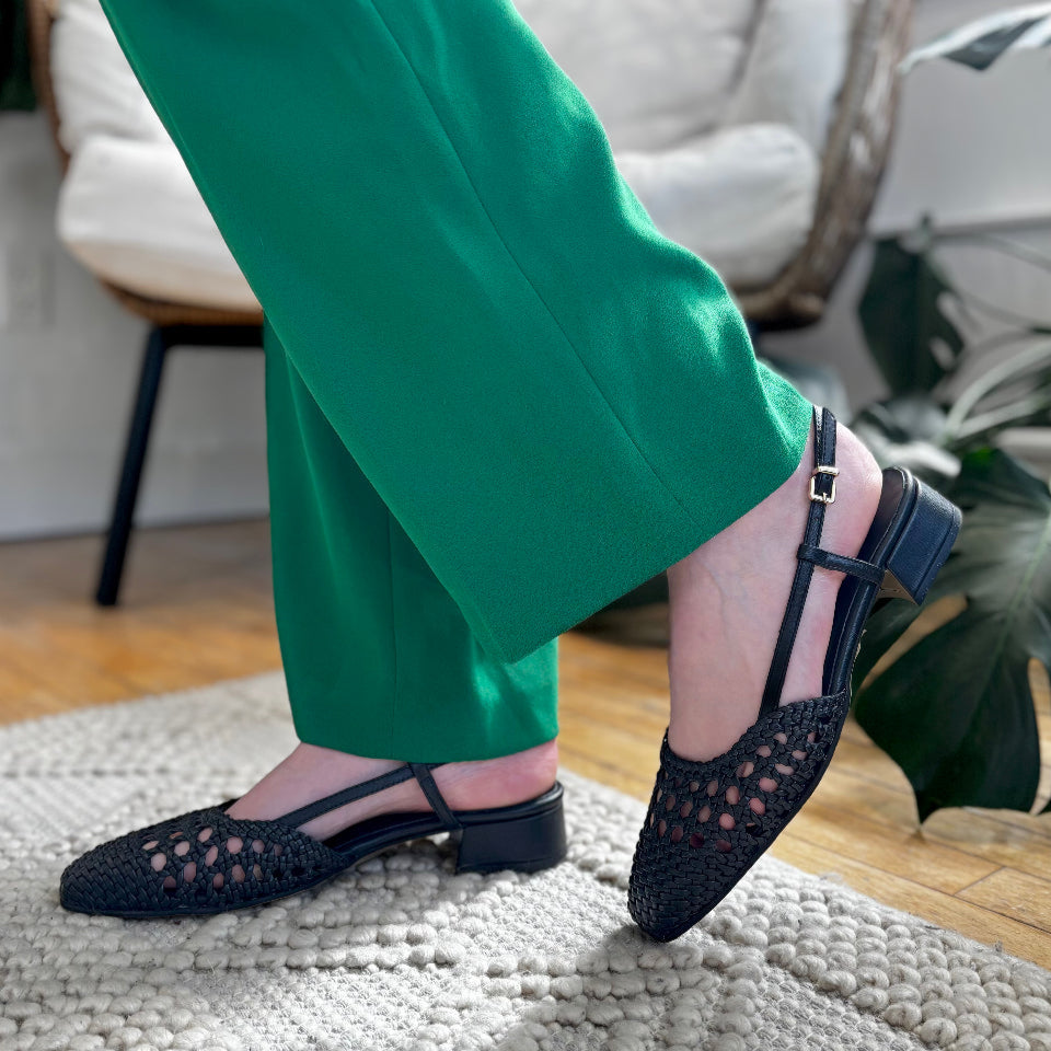PEDRO MIRALLES - ALICANTE SLINGBACK PUMP IN BLACK LEATHER