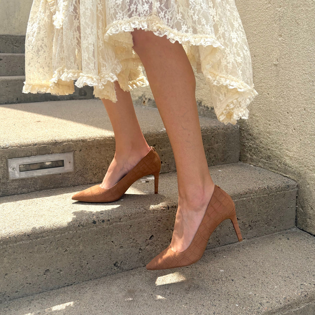 MICHAEL KORS - ALINA FLEX PUMP IN LUGGAGE CROCO SUEDE