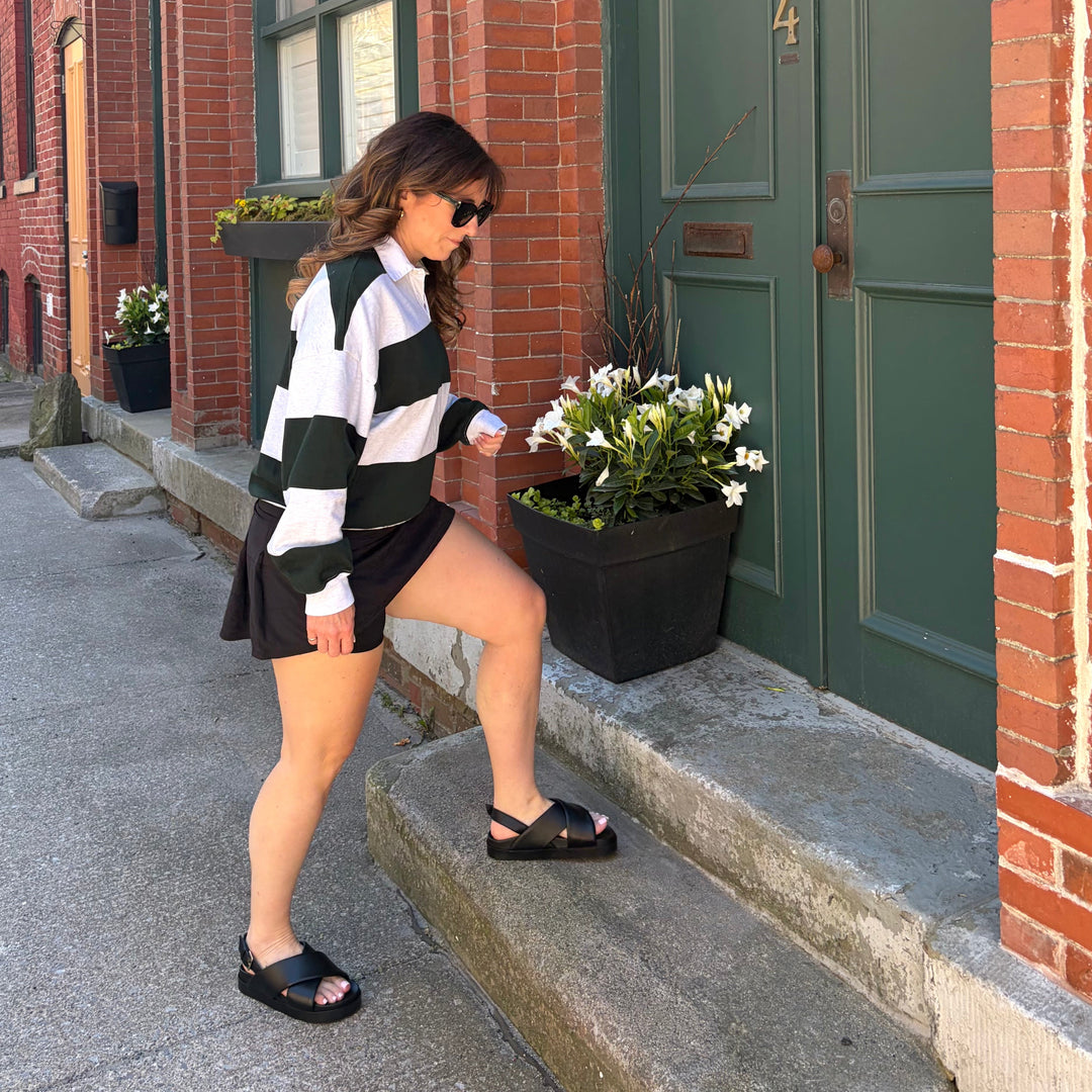 SISTER X SOEUR - ALINA SLINGBACK SANDAL IN BLACK LEATHER