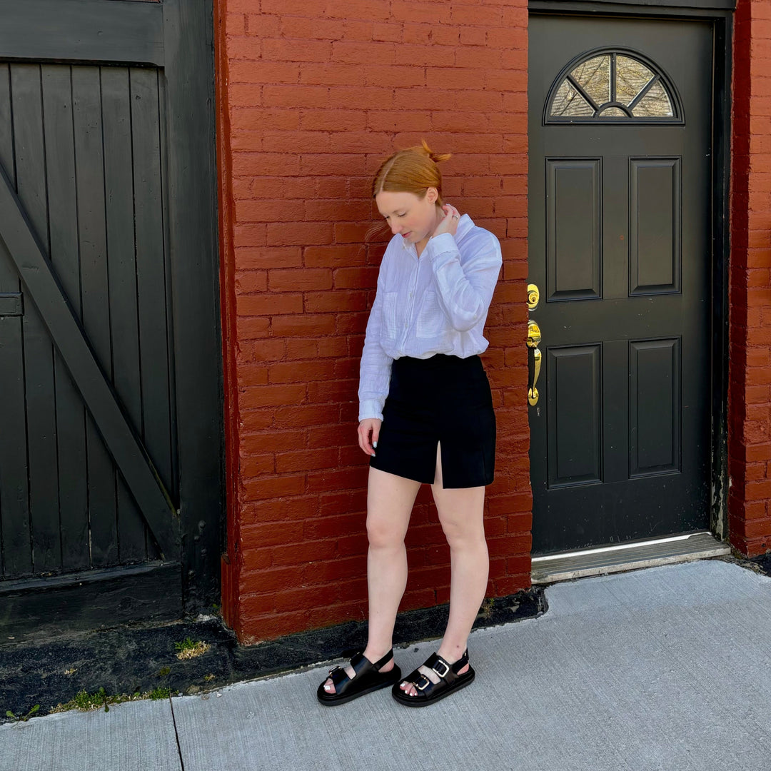 ALOHAS - HARPER SANDAL IN BLACK LEATHER