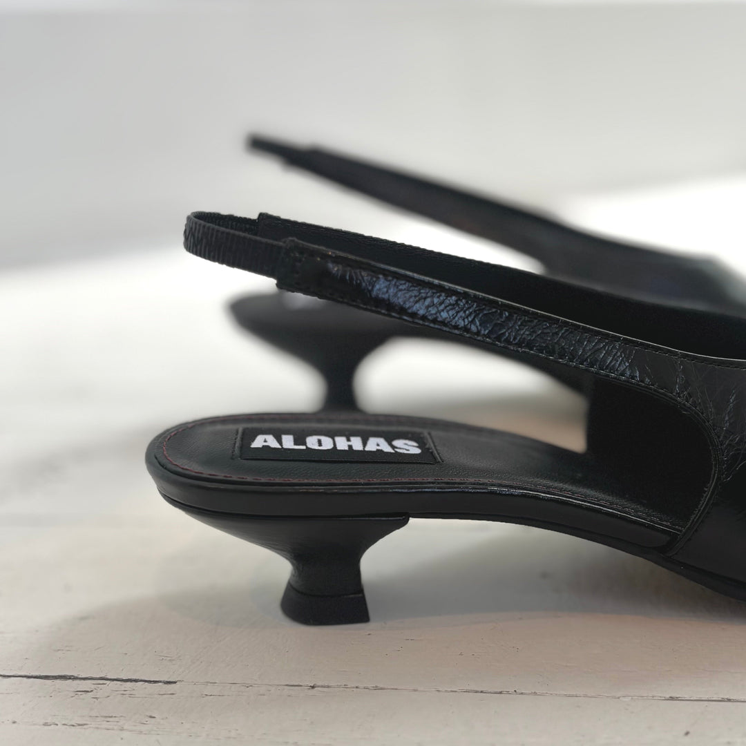 ALOHAS - EROS SLINGBACK PUMP IN BLACK LEATHER