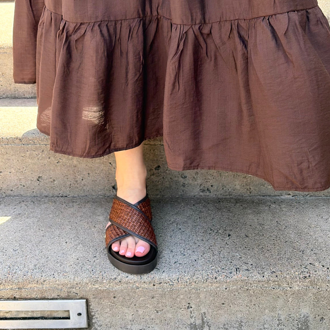 SISTER X SOEUR - AMARI SLINGBACK SANDAL IN BROWN LEATHER