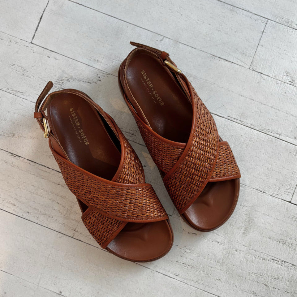 SISTER X SOEUR - AMARI SLINGBACK SANDAL IN TAN LEATHER