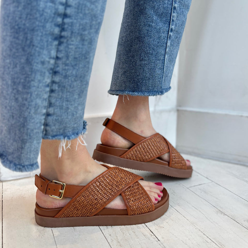 SISTER X SOEUR - AMARI SLINGBACK SANDAL IN TAN LEATHER