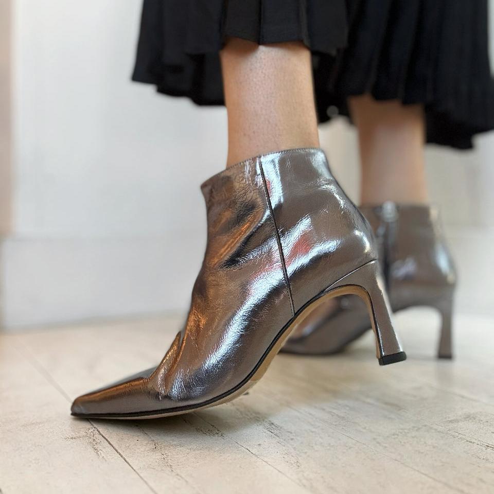 ANGEL ALARCON - HAMIA BOOTIE IN STEEL METALLIC LEATHER