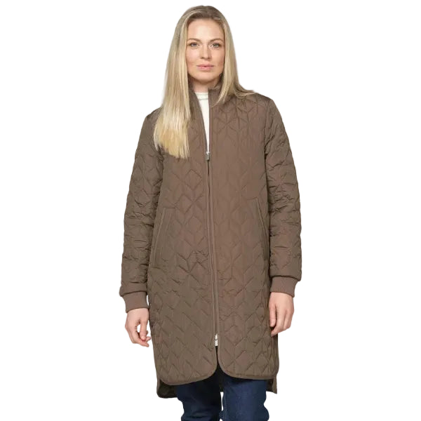 ILSE JACOBSEN - LONG PADDED QUILTED COAT ART06 IN MUD