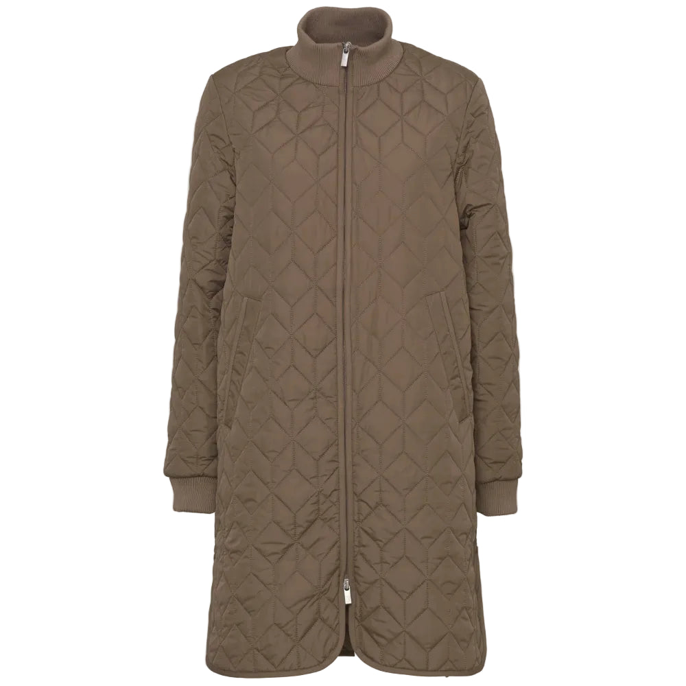 ILSE JACOBSEN - LONG PADDED QUILTED COAT ART06 IN MUD