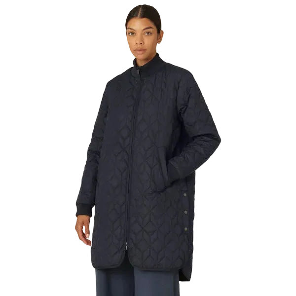 ILSE JACOBSEN - LONG PADDED QUILT ART06 COAT IN DARK INDIGO