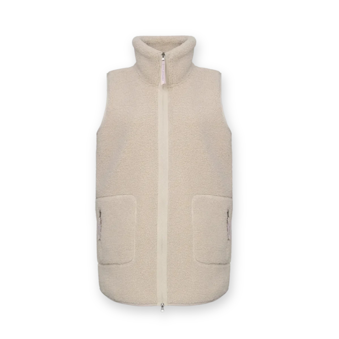 ILSE JACOBSEN - LONG COLLARED VEST BONDEDPILE02 IN KIT FLEECE