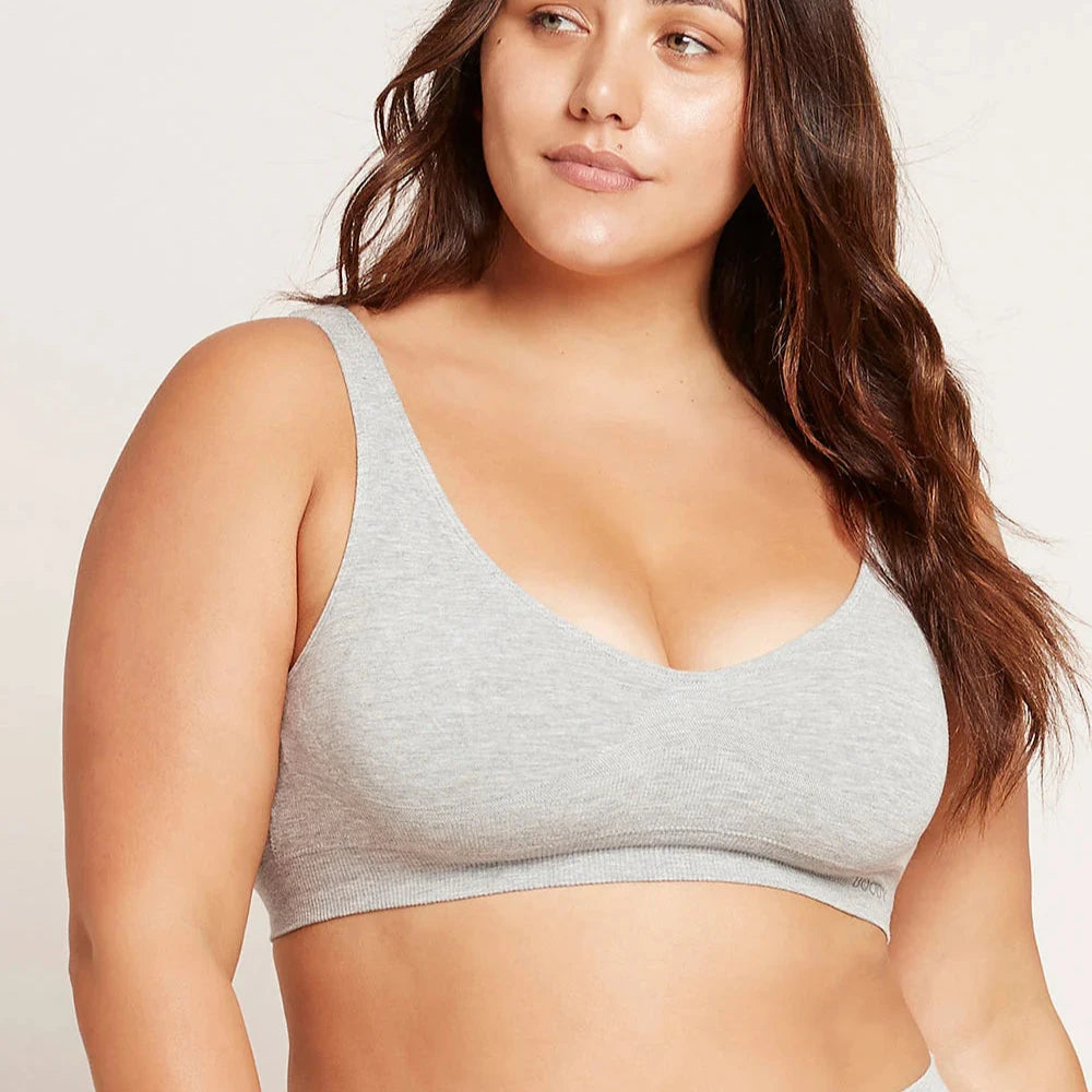 BOODY - PADDED SHAPER CROP BRA IN LIGHT GREY MARL