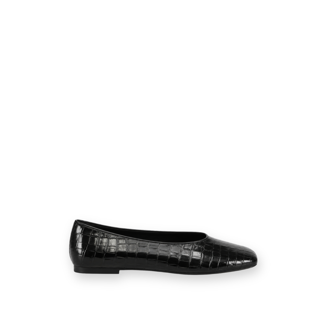 MOLLINI - BEVIRA FLAT IN BLACK CROCO LEATHER