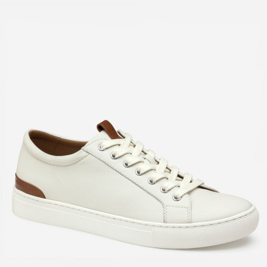 JOHNSTON & MURPHY - BANKS LACE UP SNEAKER IN WHITE LEATHER