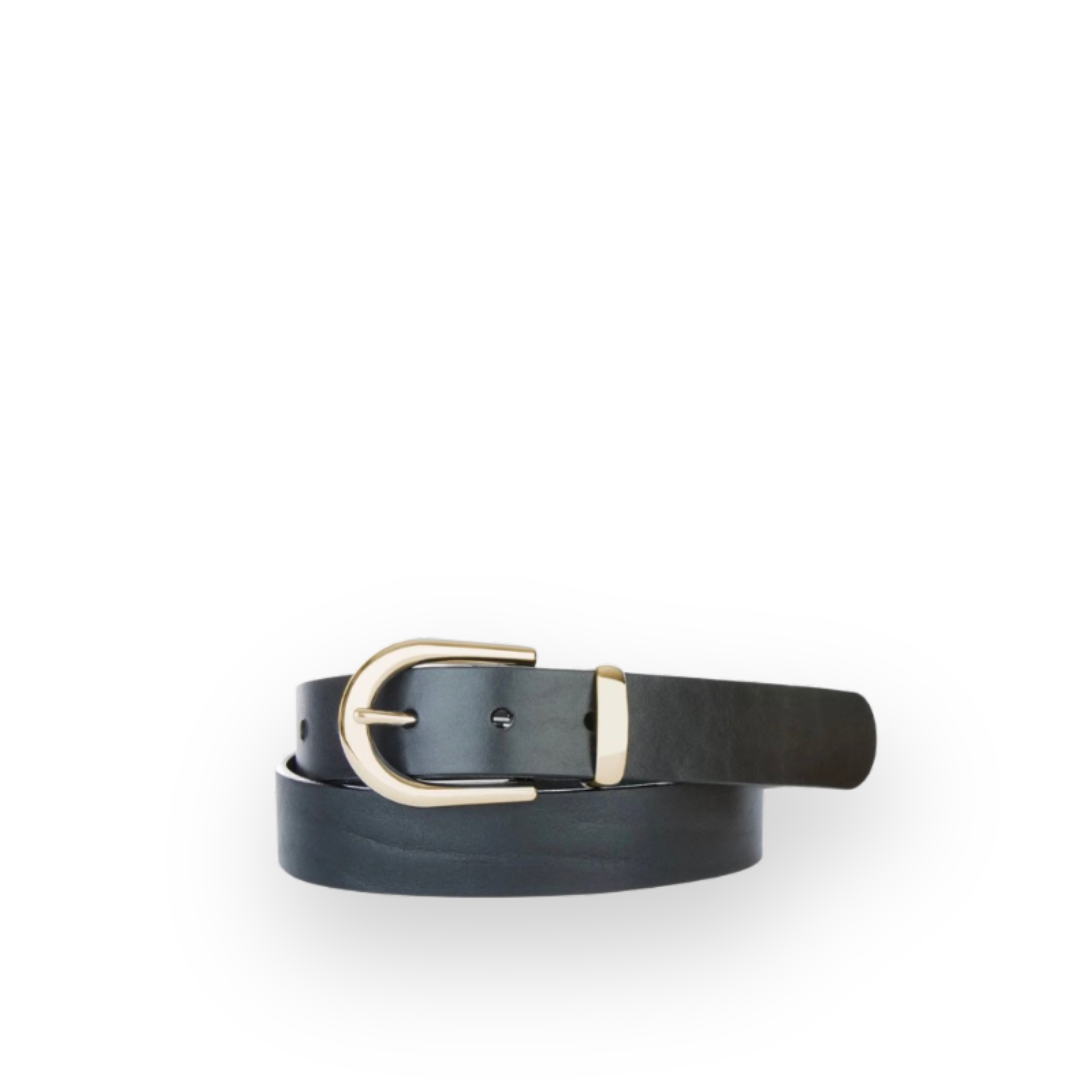 BRAVE LEATHER - WOMEN’S LYSANDER BELT IN BLACK LEATHER/GOLD HARDWARE