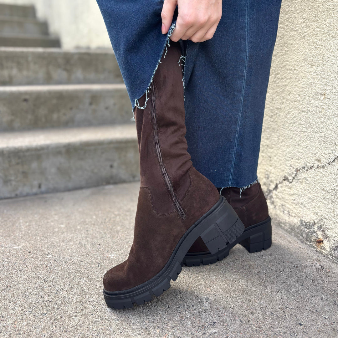 BOS & CO - BREENA TALL BOOT IN BROWN SUEDE