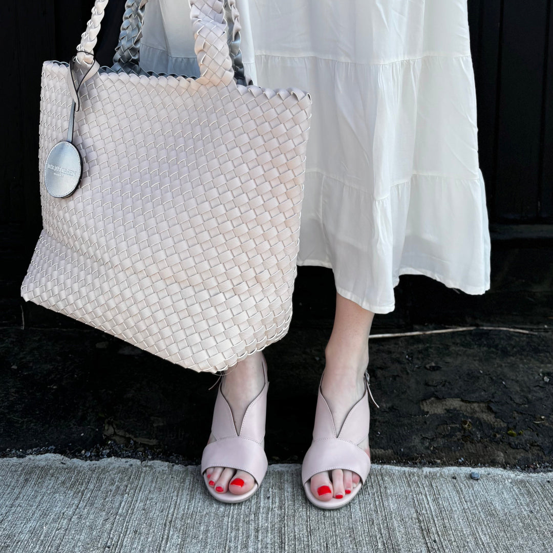 BUENO - CHLOE HEELED SANDAL IN PALE PINK LEATHER
