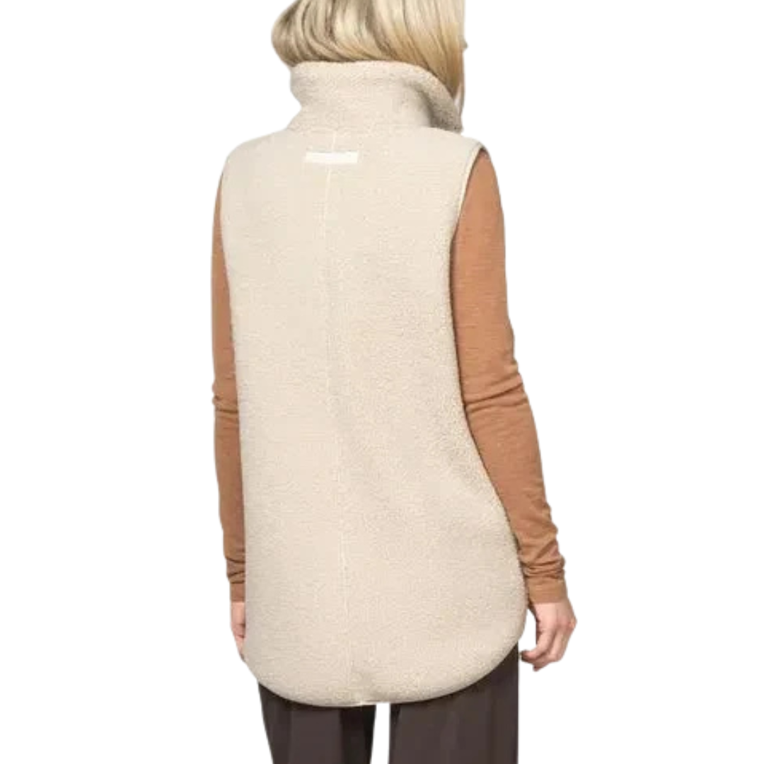 ILSE JACOBSEN - LONG COLLARED VEST BONDEDPILE02 IN KIT FLEECE