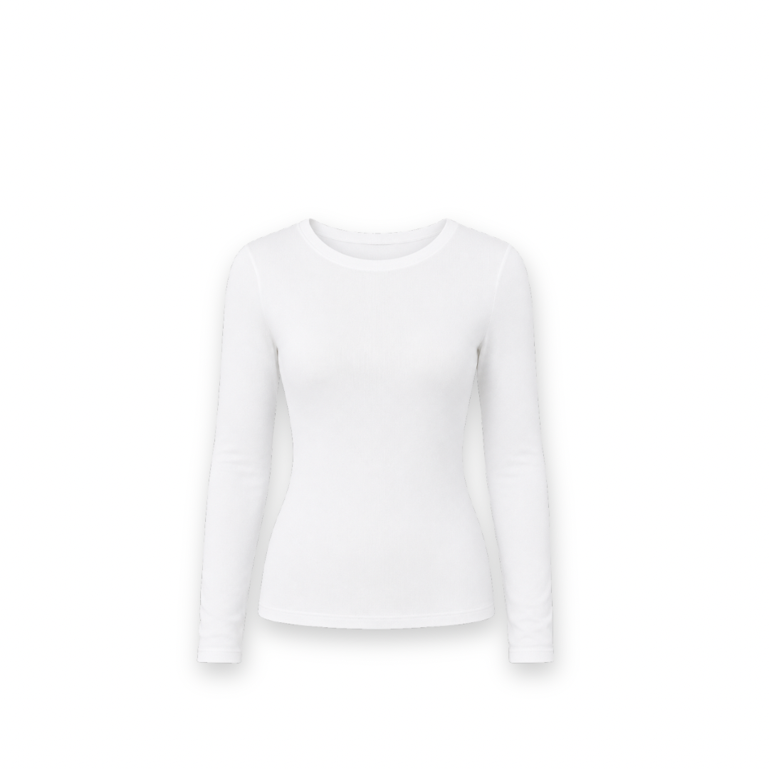 MPG SPORT - BABY RIB  LONG SLEEVE CREW NECK SHIRT IN WHITE