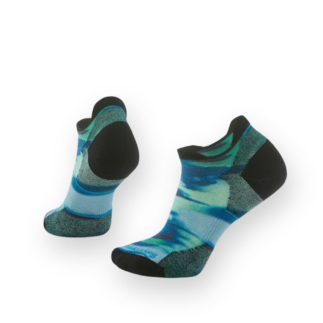 SMARTWOOL - WOMEN'S RUN TARGETED CUSHION BRUSHED PRINTED LOW ANKLE SOCK IN FROSTY GREEN