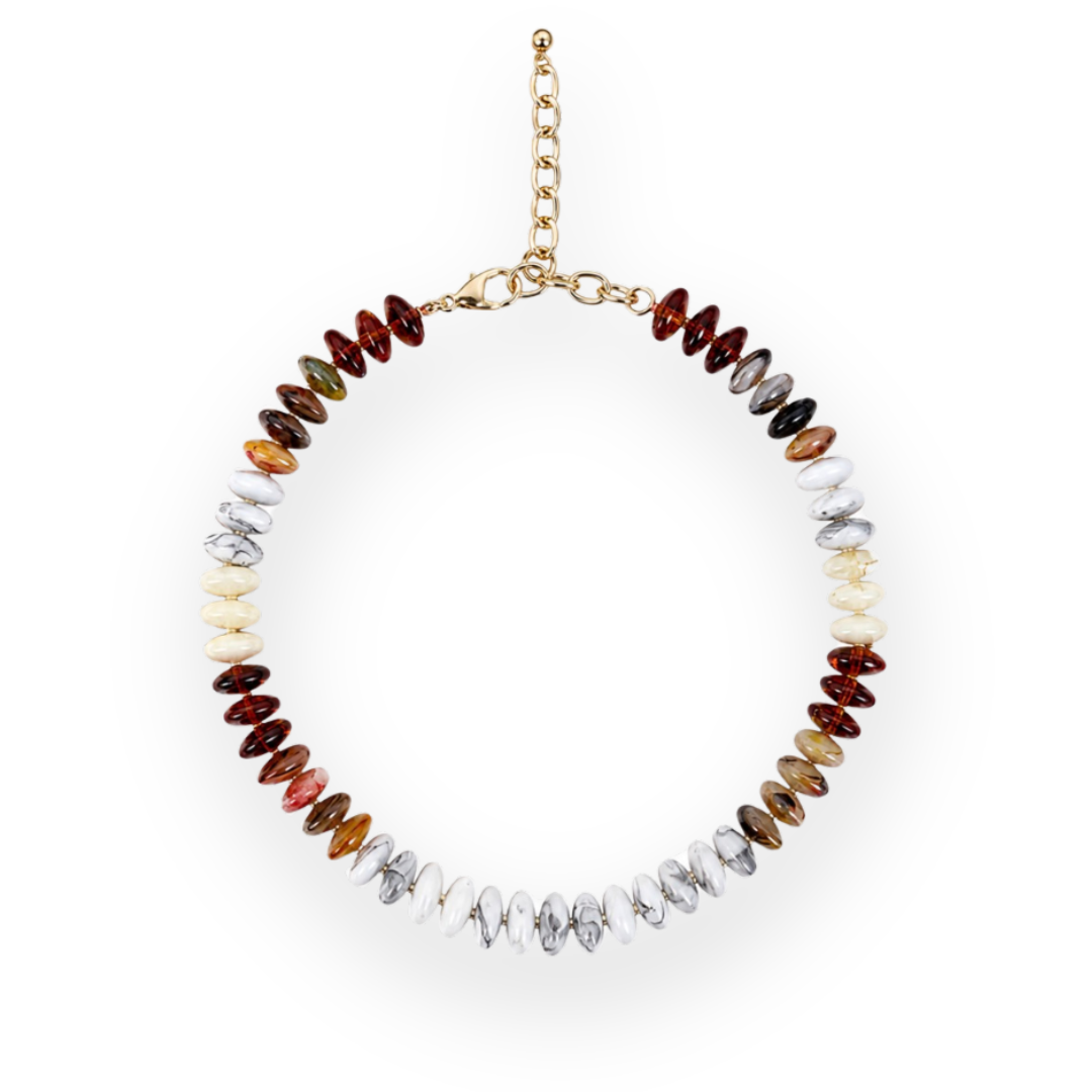 FREM - OMBRE RESIN BEAD NECKLACE IN NATURAL MULTI