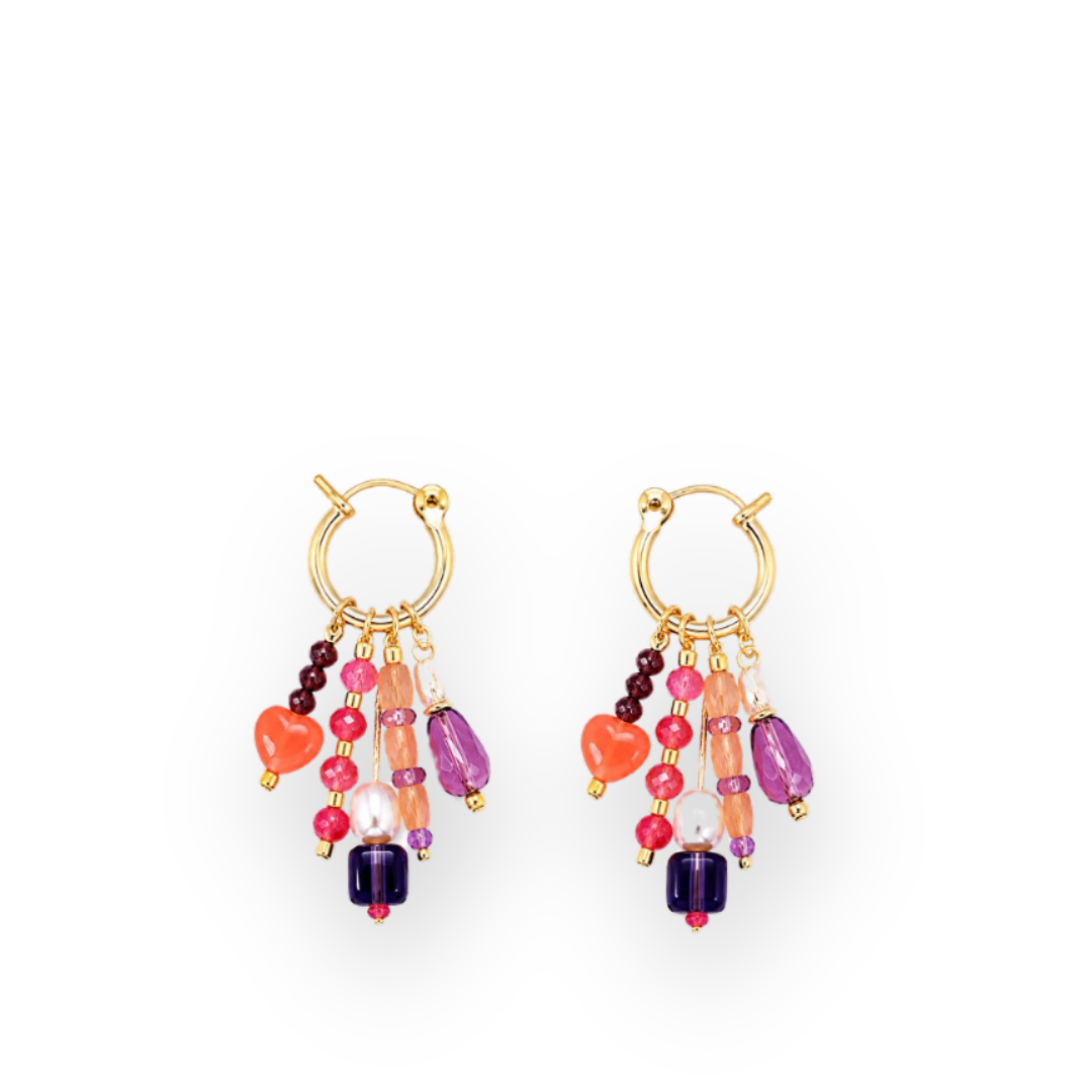 JILL MAKES - ZOLA BEADED CHARM EARRINGS IN PINK MULTI