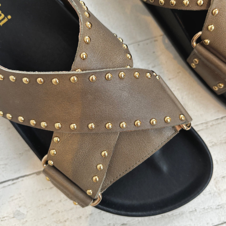 MOLLINI - CANSI SANDAL IN KHAKI LEATHER