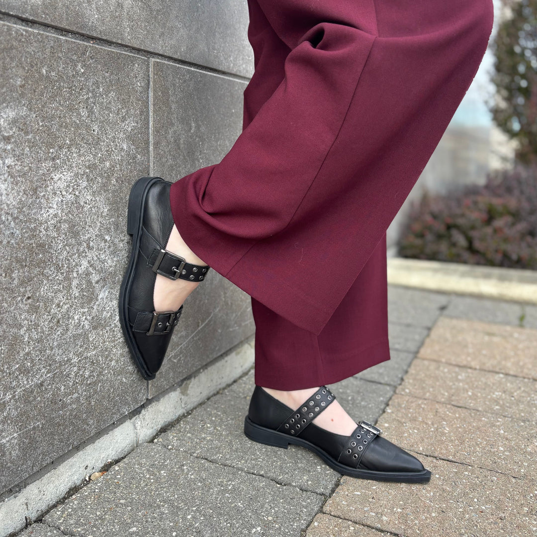 ATELIERS - CIARA MARY-JANE FLAT IN BLACK LEATHER