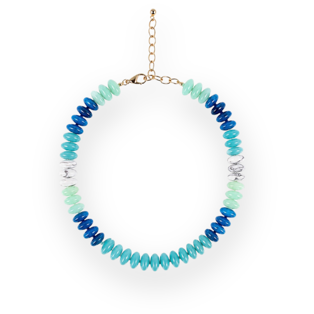 FREM - OMBRE RESIN BEAD NECKLACE IN BLUE MULTI